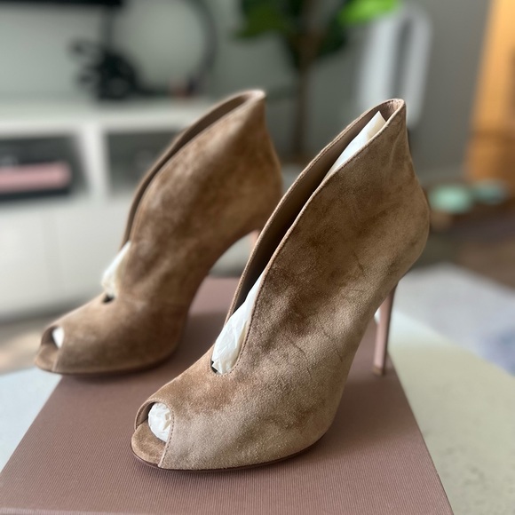 GIANVITO ROSSI Vamp 105mm Camel Suede Ankle Boots (Size 40) - Picture 5 of 9